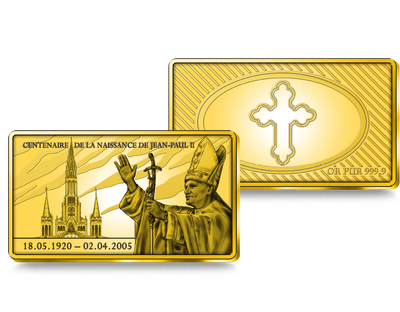 Lingot en or le plus pur «Centenaire de la naissance de Jean-Paul II» 2020